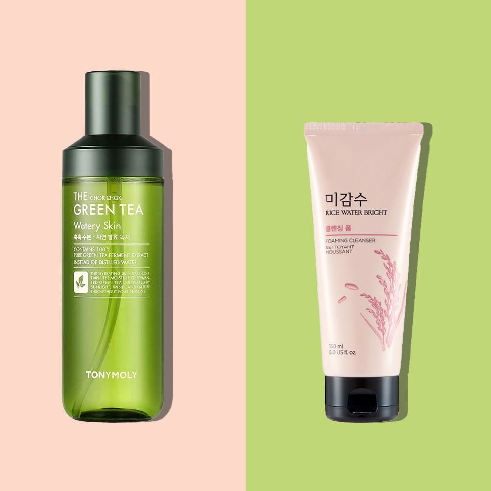 Korean Skincare Duo Set – Green Tea Hydrating Toner & Rice Water Bright Cleansing Foam